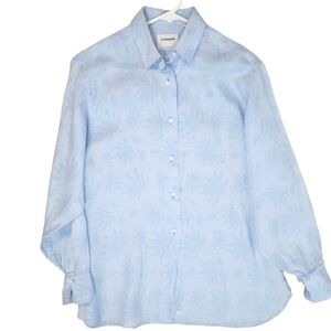 Lorenzini Blue Linen Button Fown Shirt